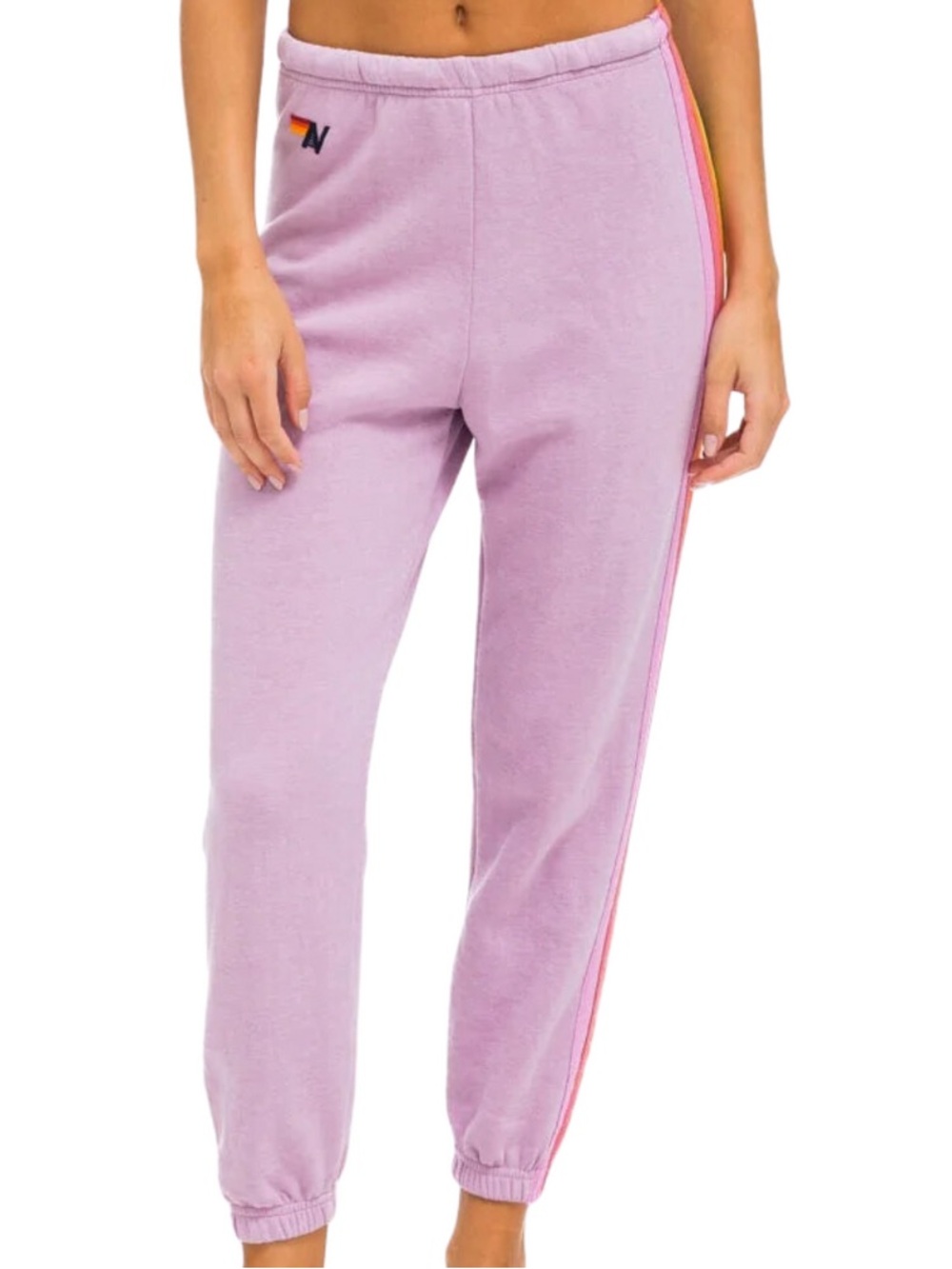 Aviator Nation 5 Stripes Women's Lavender Stripe Jogger Pants Loungewear